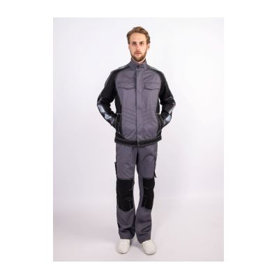 Костюм мужской "Имидж", р. 52-54 (104-108) рост 5/6 (182-188), (куртка/полукомбинезон), серый/черный, с СОП