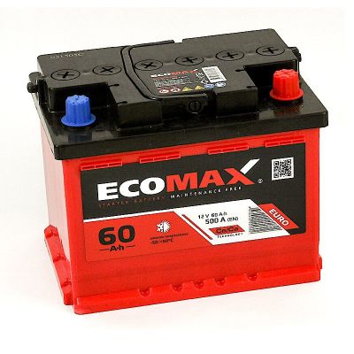 Аккумулятор 6СТ-60.0 R+ "EcoMax" зал. обр.пол. (Экомакс) (Казахстан) 