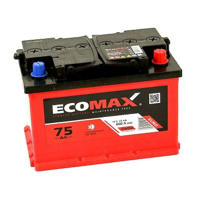 Аккумулятор 6СТ-75.0 R+ "EcoMax" зал., обр. поляр. (Экомакс) (Казахстан)