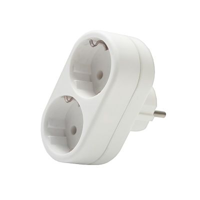 Разветвитель DOMTOK (2653) 2 места З/К плоский белый 16А 3500Вт 