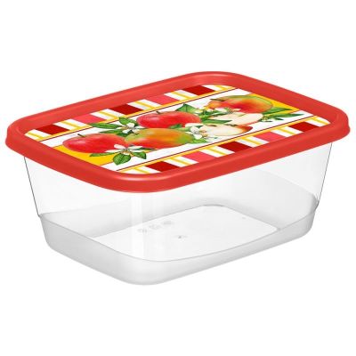 Контейнер для продуктов прямоугольный 1,5 л с декором "Сицилия" (красный) 223135906/04