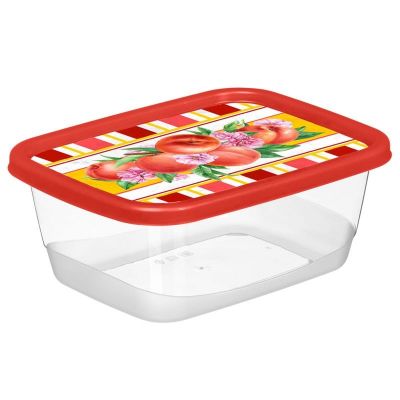 Контейнер для продуктов прямоугольный 0,5 л с декором "Сицилия" (красный) 223135706/04