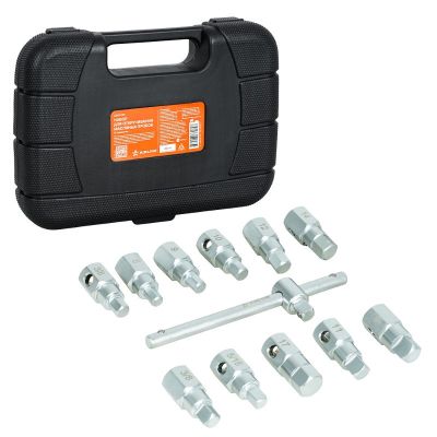 Набор для откручивания масляных пробок, 12 предметов ("AIRLINE") (ASKF001) для демонтажа сливных пробок картера двигателя, КПП и других технических узлов