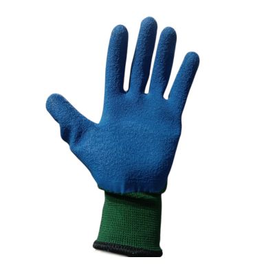 Перчатки нейлоновые, оверлок, облив с рельефным латексом, цв.зеленый Н-5-13 BRONITEX