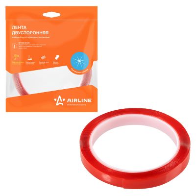 Скотч двухсторонний (12 мм / 3,0 м.) акриловый, прозрачный ("AIRLINE") ADS-A-05 (лента клейкая двусторонняя) ADSA05