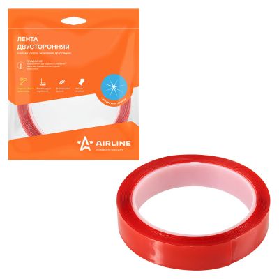 Скотч двухсторонний (20 мм / 3,0 м.) акриловый, прозрачный ("AIRLINE") ADS-A-06 (лента клейкая двусторонняя) ADSA06