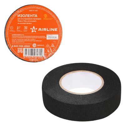 Изолента (19 мм. х 10 м.) для жгутирования проводки, АНТИСКРИП ("AATF02") на основе флиса ("AIRLINE")