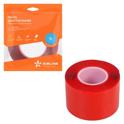 Скотч двухсторонний (50 мм / 3,0 м.) акриловый, прозрачный ("AIRLINE") ADS-A-008 (лента клейкая двусторонняя) ADSA008