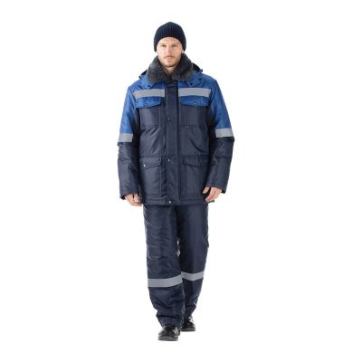 Костюм утепленный мужской "Мастер", р. 60-62 (120-124) рост 5/6 (182-188), (куртка/полукомбинезон), темно-синий/васильковый, с СОП