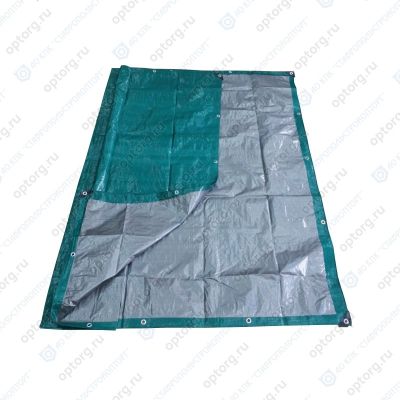 Тент полиэтиленовый 3х5м 120 гр/м2 зеленый/серый ламинированный с люверсами