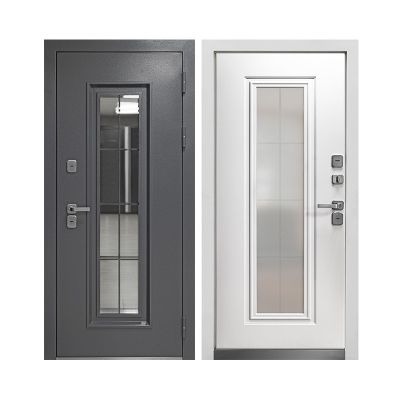 Дверь металлическая  TERMO 4  860 левая (букле антрацит/МДФ эмалит белый) "Феррони" Россия