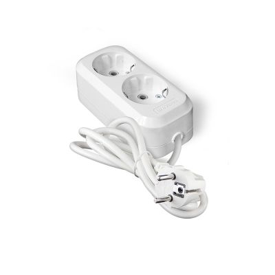 Удлинитель бытовой Универсал Е-302 (9631972) 2 места 2м З/К 16А белый ПВС 3*1мм