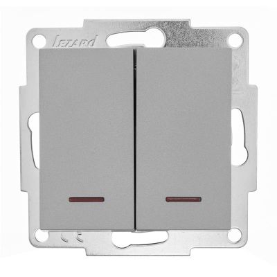 Выключатель VESNA 742-3588-112 2КЛ с подсв. (без рамки) платина с/у LEZARD 
