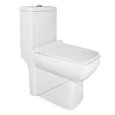 Унитаз-компакт Azario  Zeno моноблок, AZ-1169 универсальный выпуск, двухрежимная арматура, нижний  подвод, сиденье