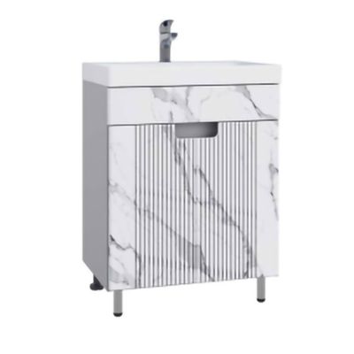 Комплект "Беладжио 60" 2 двери (арт. 323653)" (тумба+умывальник Como 60) 820x560x425 мм, пленка ПВХ, белый мрамор