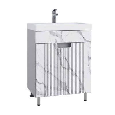 Комплект "Беладжио 80" 2 двери (арт. 323655)" (тумба+умывальник Como 80) 820x765x425 мм, пленка ПВХ, белый мрамор