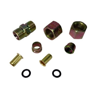 РЕМКОМПЛЕКТ полный 2-х сторонний (фурнитура/штуцер М14*1,5) ТОРМОЗНЫХ ТРУБОК полиамид D=8мм (гайка 2 шт.+муфта 2шт.+нипель 2 шт.+кольцо 2 шт.+ соединительная трубка) 9 наименований