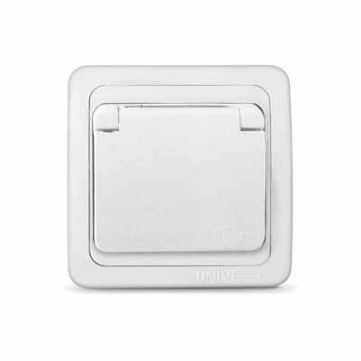 Розетка "ВАЛЕРИ" (В0029) 1-ая з/к с крышкой белая УНИВЕРСАЛ 