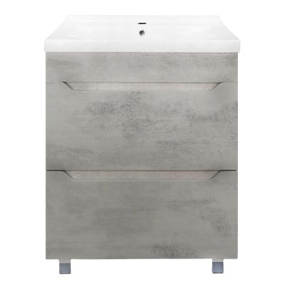 Комплект "Florena 60 напольная (арт. CS00105569)" (тумба+умывальник Monte Neo 60) 810x610x470 мм, пленка ПВХ, светлый бетон 
