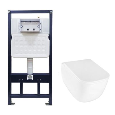 Сет AZARIO NEW-TS 1 инсталляция + Azario FOTE подвесной безободковый унитаз, слив "Скрытое Торнадо"с сиденьем микролифт (AZ-TS006T+AZ-116-UQ3) без клавиши