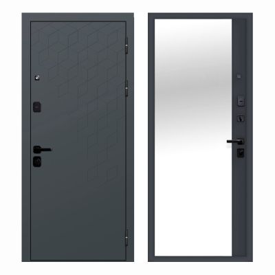 Дверь металлическая КОНЦЕПТ ЗЕРКАЛО 860 правая (муар графитовый серый/сатин графит) Феррони Россия