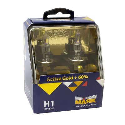 ЛАМПА Н1 (АКГ12-55) (72120AG+60) Active Gold + 60%  ФАРНАЯ И ПРОТИВОТУМАННАЯ "МАЯК" 55 W  12В