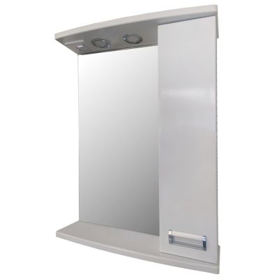 Зеркало "Лаура (арт. 10633) правое", 750x572x176 мм, белый, с полочкой, со шкафчиком