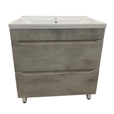 Комплект "Florena 80 напольная (арт. CS00105571)" (тумба+умывальник Monte Neo 80) 810x810x470 мм, пленка ПВХ, светлый бетон 