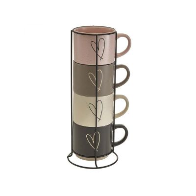 Набор кружек 4 предмета (400 мл) "Love" Ф11-053L/4 на металлической подставке