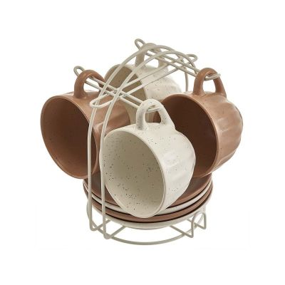 Чайный набор 8 предметов (240 мл) Ф11-060К/8 "Latte" на металлической подставке