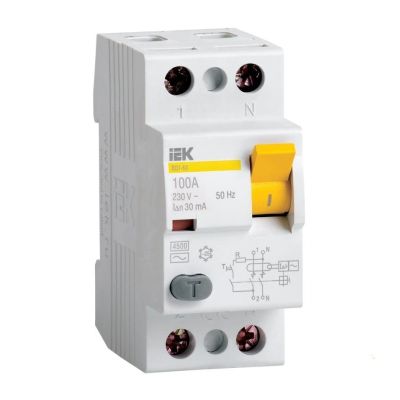 Выключатель дифференциальный УЗО ВД1-63 2Р 32А 100мА IEK (MDV10-2-032-100)