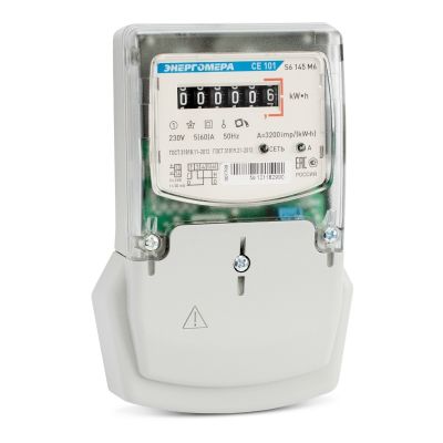 Эл. счетчик однофазный СЕ101 S6 145 М6 5(60)А, 1т, плоскость, Энергомера