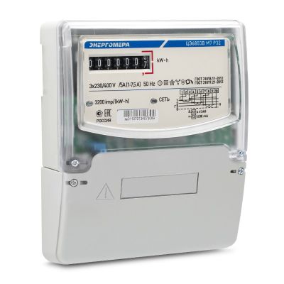 Эл. счетчик трехфазный ЦЭ6803В 1 230В 1(7,5)А, М7, Р32, 1т, плоскость/DIN-рейка, Энергомера