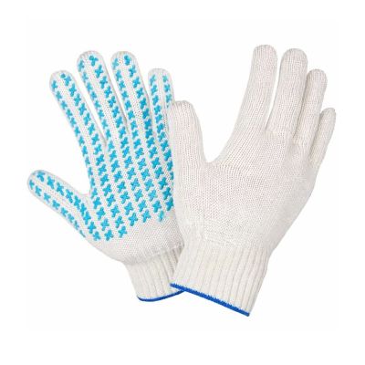 Перчатки рабочие х/б трикотажные ЛЮКС с ПВХ Кристалл 7,5 класс,5-нитка, р.9(L) цв.белый Зевс