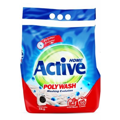 ACTIVE Стиральный порошок универсальный 5кг "Poly wash" автомат Polymer Enzyme-технология холодной стирки Active*2