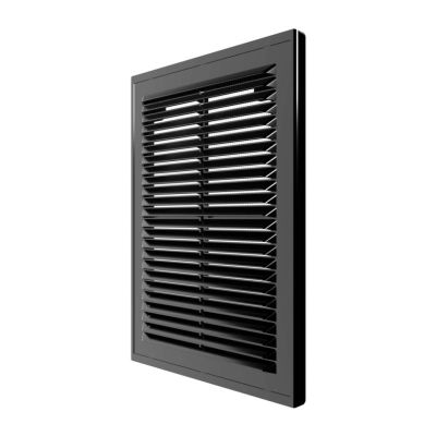 Решетка вентиляционная 185x255 мм, вытяжная, с рамкой, с сеткой, черная, ERA 1825Р Black разъемная, Россия