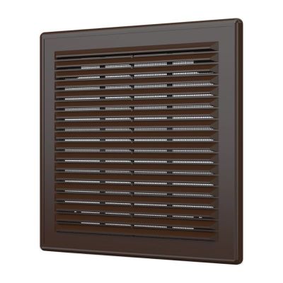 Решетка вентиляционная 209x209 мм, вытяжная, с рамкой, с сеткой, коричневая, ERA 2121Р Brown разъемная, Россия