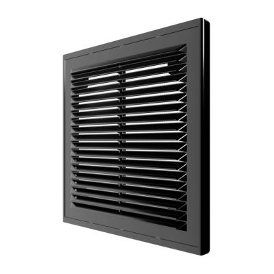 Решетка вентиляционная 209x209 мм, вытяжная, с рамкой, с сеткой, черная, ERA 2121Р Black разъемная, Россия