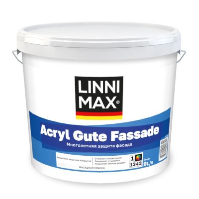 Краска ВД для наружных работ, 9 л/ 13,95 кг, LINNIMAX Acryl Gute Fassade / Акрил Гуте Фассаде, база 1, Беларусь