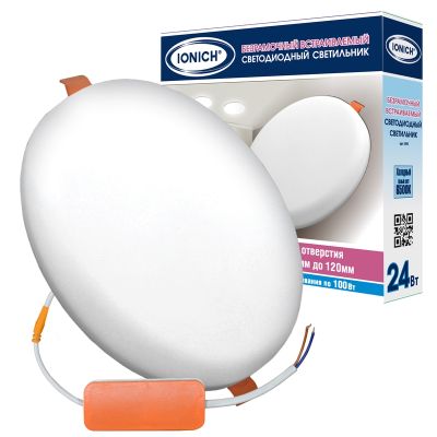 Светильник светодиодный IONICH ДВО (1593) круг 24 Вт 6500 К 1900 Лм встраиваемый IP20