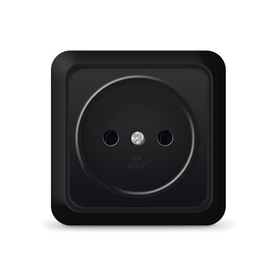 Розетка "ОЛИМП" (2224) 1-ая черная УНИВЕРСАЛ 