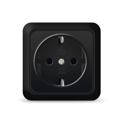 Розетка "ОЛИМП" (2227) 1-ая з/к черная УНИВЕРСАЛ 