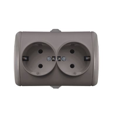 Розетка "КЛИО" (K2231-Gr) 2-ая з/к серая УНИВЕРСАЛ 