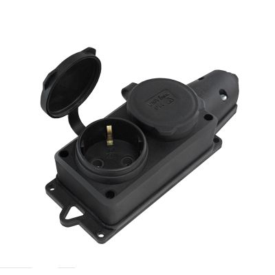 Колодка 2-местная с заглушками UNIVersal (1788) з/к каучук "Компакт" 16А 250В IP44