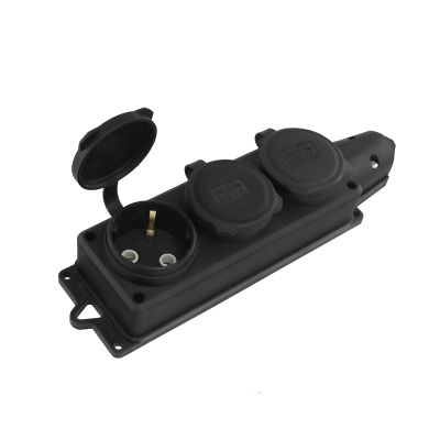 Колодка 3-местная с заглушками UNIVersal (1323) з/к каучук "Компакт" 16А 250В IP44 