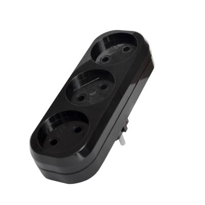 Разветвитель UNIVersal (1934) 3 места плоский черный 10А 250В 