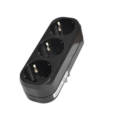 Разветвитель UNIVersal (1942) 3 места З/К плоский черный 16А 250В