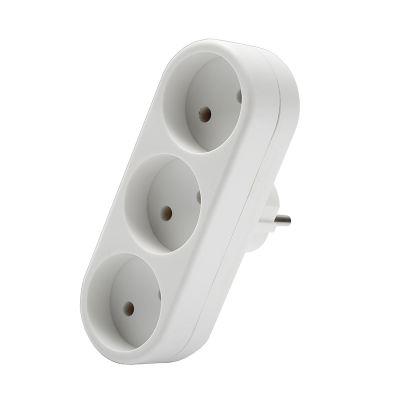 Разветвитель DOMTOK (2655) 3 места плоский белый 10А 2200Вт 