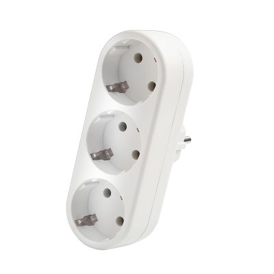 Разветвитель DOMTOK (2656) 3 места З/К плоский белый 16А 3500Вт 