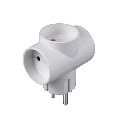 Разветвитель DOMTOK (2662) 3 места Т-образный белый 10А 2200Вт 